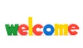 Colorful wooden letters with the word welcome