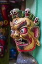 Colorful wooden masks and handicrafts on sale at shop in the Thamel District of Kathmandu, Nepal. Royalty Free Stock Photo