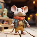 Colorful Wooden Mouse Toy - Detailed Zbrush Character Illustration