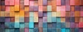 Colorful wooden panel rainbow cubes create geometric abstract art. Generated AI