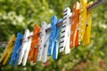 Colorful wooden pegs Royalty Free Stock Photo