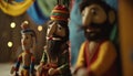 Colorful Wooden Puppets of Traditional Indian Puppet Theater