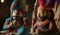 Colorful Wooden Puppets of Traditional Indian Puppet Theater