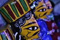 Colorful wooden Puppets at village fair in West Bengal ,India.