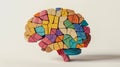 Colorful wooden puzzle brain model. Neurodiversity concept, human mind complexity. Creativity, brainstorming and