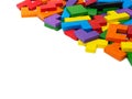 Colorful wooden puzzle on white background Royalty Free Stock Photo