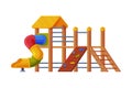 Colorful Wooden Slide with Tube and Ladder on Playground Vector Illustration Royalty Free Stock Photo