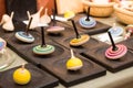 Colorful wooden spinning top