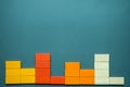 Colorful wooden toy block financial bar chart graph Royalty Free Stock Photo