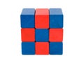 Colorful wooden toy block isolate from white background Royalty Free Stock Photo