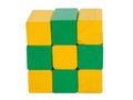 Colorful wooden toy block isolate from white background Royalty Free Stock Photo
