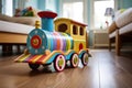 wooden toy train on floor Children\'s room Royalty Free Stock Photo