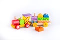 Colorful wooden toy train Royalty Free Stock Photo