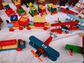 Colorful wooden toys - different models Royalty Free Stock Photo