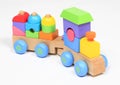 Colorful wooden train toy Royalty Free Stock Photo