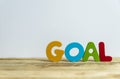 Colorful wooden word Goal with white background6 Royalty Free Stock Photo