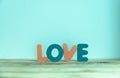 Colorful wooden word Love with white background7
