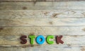 Colorful wooden word Stock on wooden floor3