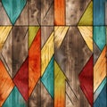 Colorful woodgrain pattern with ethnic colors, Seamless repeating background.