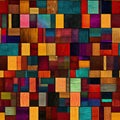 Colorful woodgrain pattern with ethnic colors, Seamless repeating background. Squares