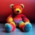 Colorful Wool Sweater Teddy Bear
