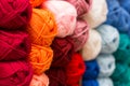 colorful wool yarn balls in knitting store Royalty Free Stock Photo