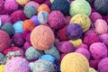 Colorful wool yarn silk balls for weaving knitting fabrics in cusco, peru Royalty Free Stock Photo