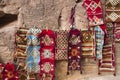 Colorful woolen bedouin rugs, Petra, Jordan Royalty Free Stock Photo