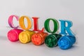 the colorful word color put on screen printing ink glass bottles