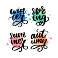 Colorful words - Spring, Summer, Autumn, Winter seasons lettering calligraphy Royalty Free Stock Photo