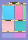 Colorful Work Sheet Planner Template for Task Management Royalty Free Stock Photo