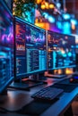 Colorful Workstation with Multiple Screens