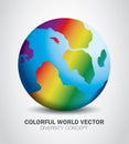 Colorful world graphic vector in diversity concept.