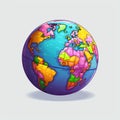 Colorful World Map: A Pixel Planet In Contoured Shading Style Royalty Free Stock Photo