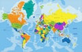 Colorful World political map with labeling. Royalty Free Stock Photo