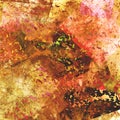 Colorful worn out poster. Street wall art with abstract grunge collage, brush strokes