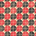 Colorful worn textile geometric seamless pattern, contrast abstract infinite retro background.