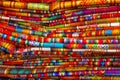 Colorful woven and handicraft products sale in Ecuador