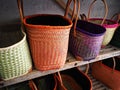 Colorful woven handmade African Caribbean baskets Royalty Free Stock Photo