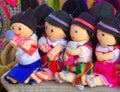 Colorful woven and handmade dolls sale in Ecuador Royalty Free Stock Photo