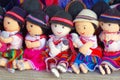 Colorful woven and handmade dolls sale in Ecuador Royalty Free Stock Photo