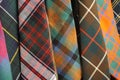 Colorful woven wool tartan plaid neckties