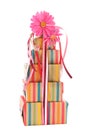 Colorful wrapped presents and flowers