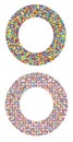 Colorful wreath designs, in two versions