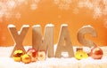Colorful Xmas background with falling snowflakes