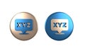 Colorful XYZ Coordinate system icon isolated on white background. XYZ axis for graph statistics display. Circle button