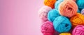 Colorful Yarn Balls for Crafting on Pastel Background. Concept Crafting Inspiration, Yarn Art, Royalty Free Stock Photo