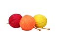 Colorful yarn balls over white Royalty Free Stock Photo