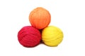 Colorful yarn balls over white Royalty Free Stock Photo