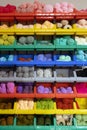 Colorful yarn balls on the shelf Royalty Free Stock Photo
